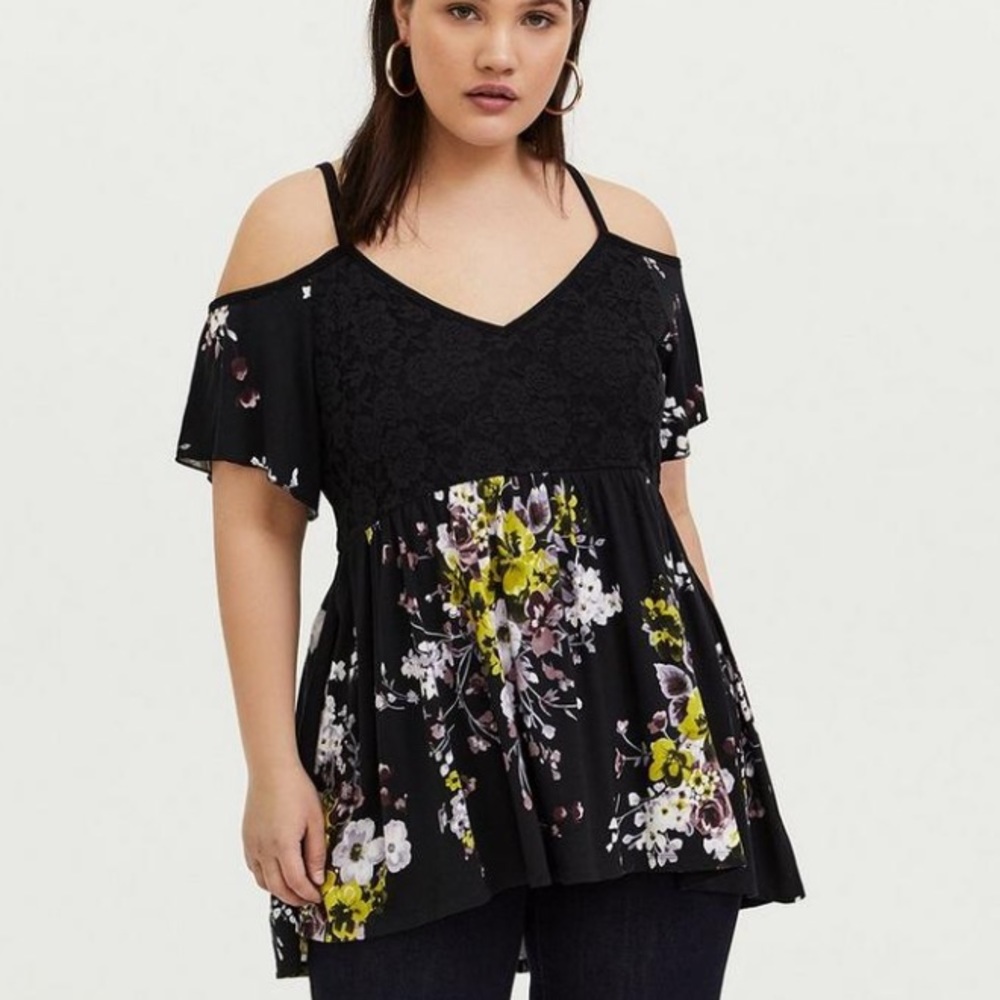 Torrid Lace Cold Shoulder Babydoll Top